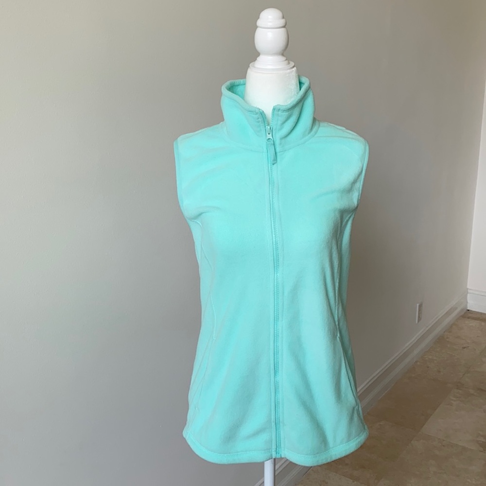 Mint green fleece zip up vest